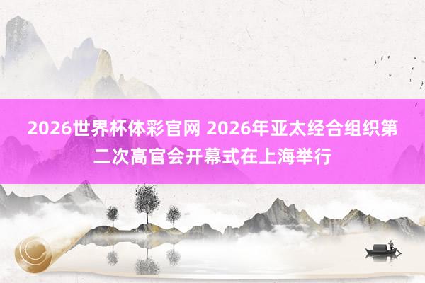2026世界杯体彩官网 2026年亚太经合组织第二次高官会开幕式在上海举行