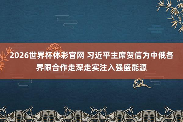 2026世界杯体彩官网 习近平主席贺信为中俄各界限合作走深走实注入强盛能源
