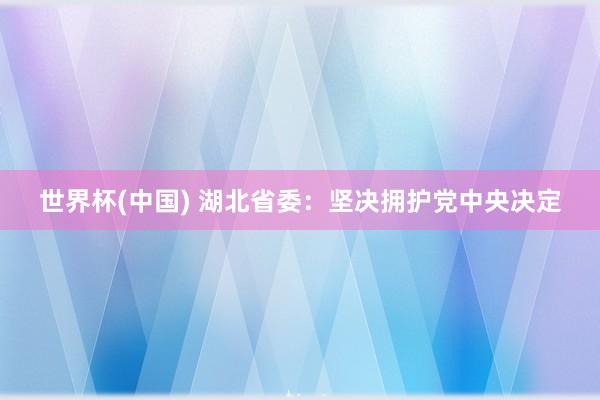 世界杯(中国) 湖北省委:坚决拥护党中央决定