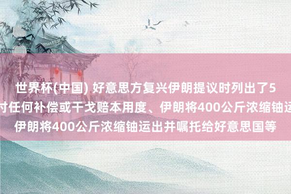 世界杯(中国) 好意思方复兴伊朗提议时列出了5个谬误条目,包括不支付任何补偿或干戈赔本用度、伊朗将400公斤浓缩铀运出并嘱托给好意思国等