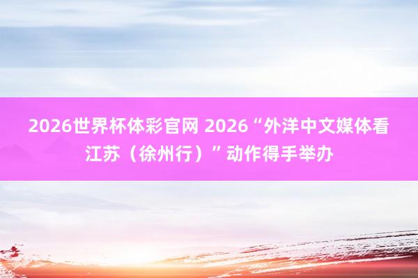 2026世界杯体彩官网 2026“外洋中文媒体看江苏（徐州行）”动作得手举办
