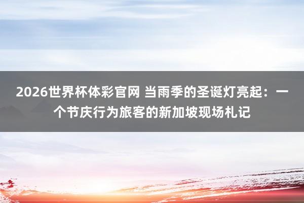 2026世界杯体彩官网 当雨季的圣诞灯亮起:一个节庆行为旅客的新加坡现场札记