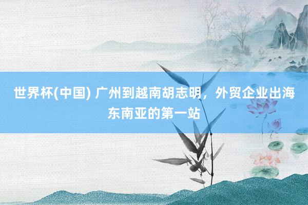 世界杯(中国) 广州到越南胡志明，外贸企业出海东南亚的第一站