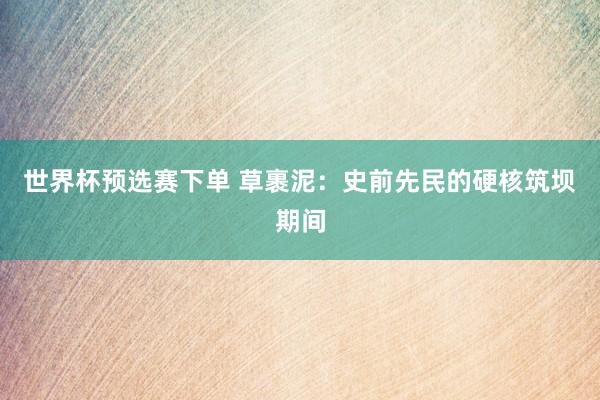 世界杯预选赛下单 草裹泥:史前先民的硬核筑坝期间