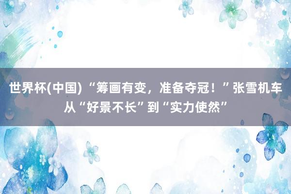 世界杯(中国) “筹画有变,准备夺冠!”张雪机车从“好景不长”到“实力使然”