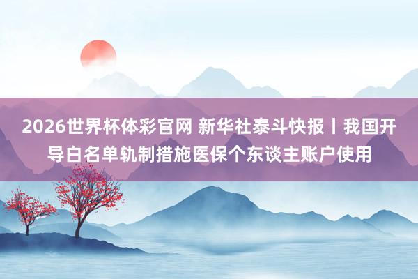 2026世界杯体彩官网 新华社泰斗快报丨我国开导白名单轨制措施医保个东谈主账户使用
