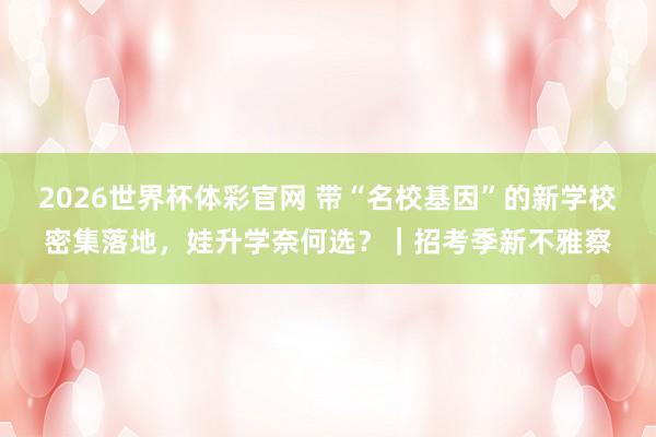 2026世界杯体彩官网 带“名校基因”的新学校密集落地，娃升学奈何选？｜招考季新不雅察