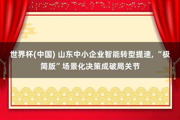 世界杯(中国) 山东中小企业智能转型提速, “极简版”场景化决策成破局关节