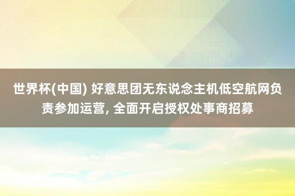 世界杯(中国) 好意思团无东说念主机低空航网负责参加运营， 全面开启授权处事商招募