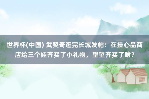 世界杯(中国) 武契奇逛完长城发帖:在操心品商店给三个娃齐买了小礼物,望望齐买了啥?