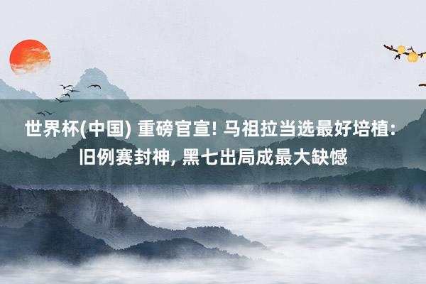 世界杯(中国) 重磅官宣! 马祖拉当选最好培植: 旧例赛封神, 黑七出局成最大缺憾