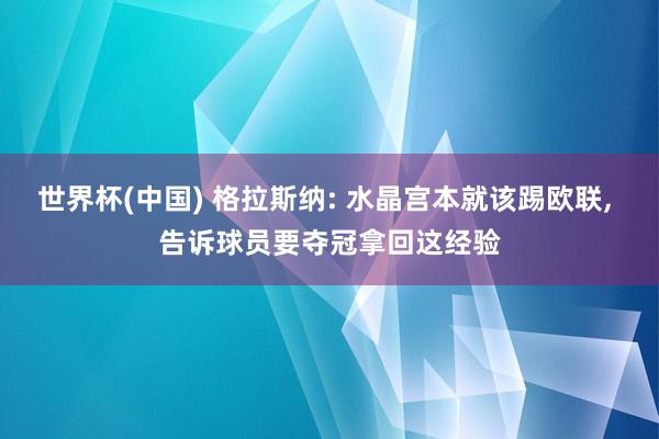 世界杯(中国) 格拉斯纳: 水晶宫本就该踢欧联， 告诉球员要夺冠拿回这经验