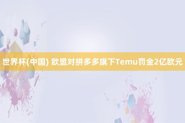世界杯(中国) 欧盟对拼多多旗下Temu罚金2亿欧元