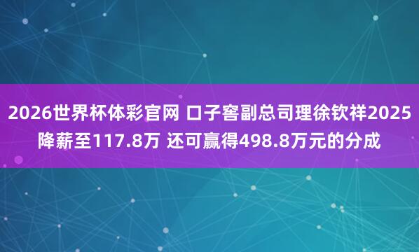 2026世界杯体彩官网 口子窖副总司理徐钦祥2025降薪至117.8万 还可赢得498.8万元的分成