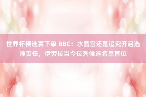 世界杯预选赛下单 BBC：水晶宫还是追究开启选帅责任，伊劳拉当今位列候选名单首位