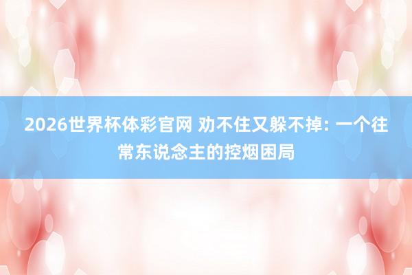 2026世界杯体彩官网 劝不住又躲不掉: 一个往常东说念主的控烟困局