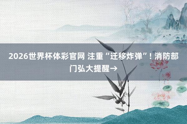 2026世界杯体彩官网 注重“迁移炸弹”! 消防部门弘大提醒→