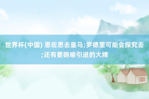 世界杯(中国) 恩佐思去皇马;罗德里可能会探究去;还有要晓喻引进的大牌
