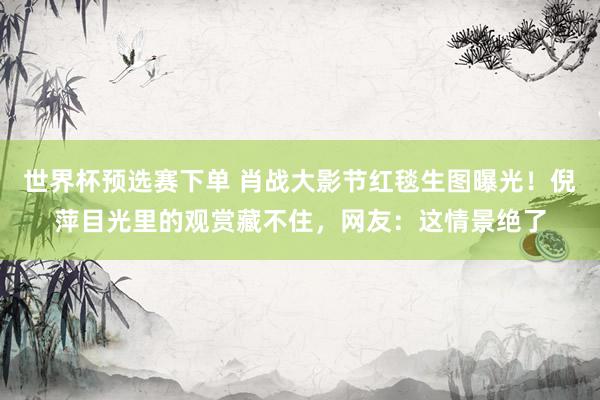 世界杯预选赛下单 肖战大影节红毯生图曝光！倪萍目光里的观赏藏不住，网友：这情景绝了