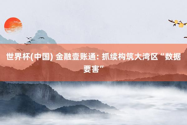 世界杯(中国) 金融壹账通: 抓续构筑大湾区“数据要害”
