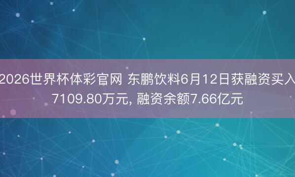 2026世界杯体彩官网 东鹏饮料6月12日获融资买入7109.80万元, 融资余额7.66亿元