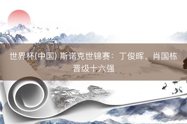 世界杯(中国) 斯诺克世锦赛:丁俊晖、肖国栋晋级十六强