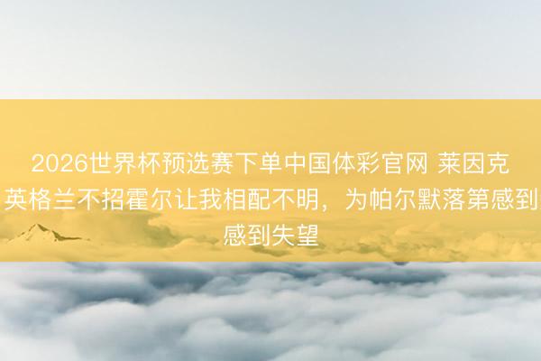 2026世界杯预选赛下单中国体彩官网 莱因克尔:英格兰不招霍尔让我相配不明,为帕尔默落第感到失望