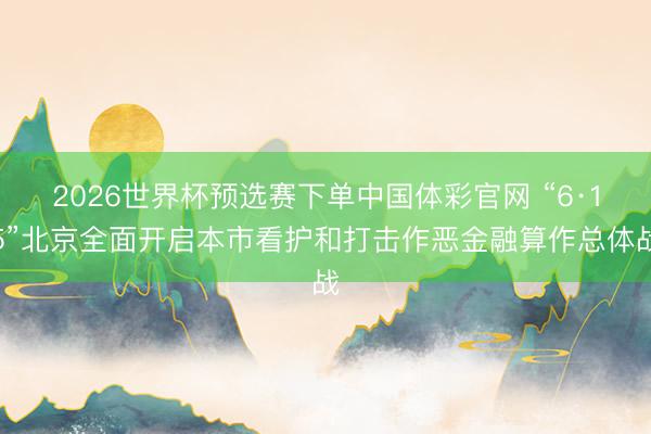 2026世界杯预选赛下单中国体彩官网 “6·15”北京全面开启本市看护和打击作恶金融算作总体战